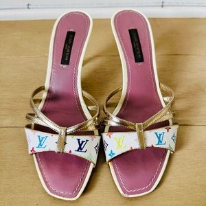 Louis Vuitton Multicolore Monogram Heel Sandal, Size 5.5